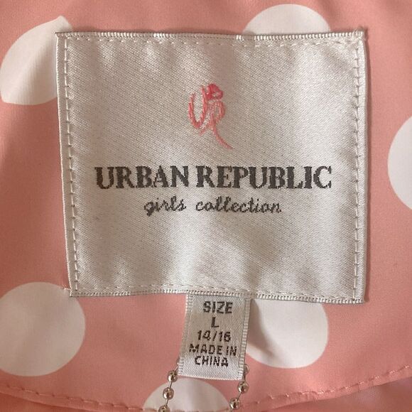 NWT Urban Republic Girls Matte Vinyl Raincoat with Hood. Pink with White Dots. - Picture 9 of 11